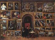 TENIERS, David the Younger Archduke Leopold Wilhelm of Austria in his Gallery fh oil on canvas